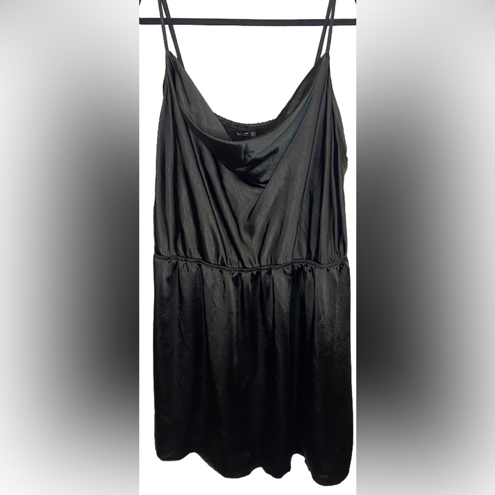 Nasty Gal Little Black Mini Dress Women's 24 Satin Stretch Cowl Cocktail Party